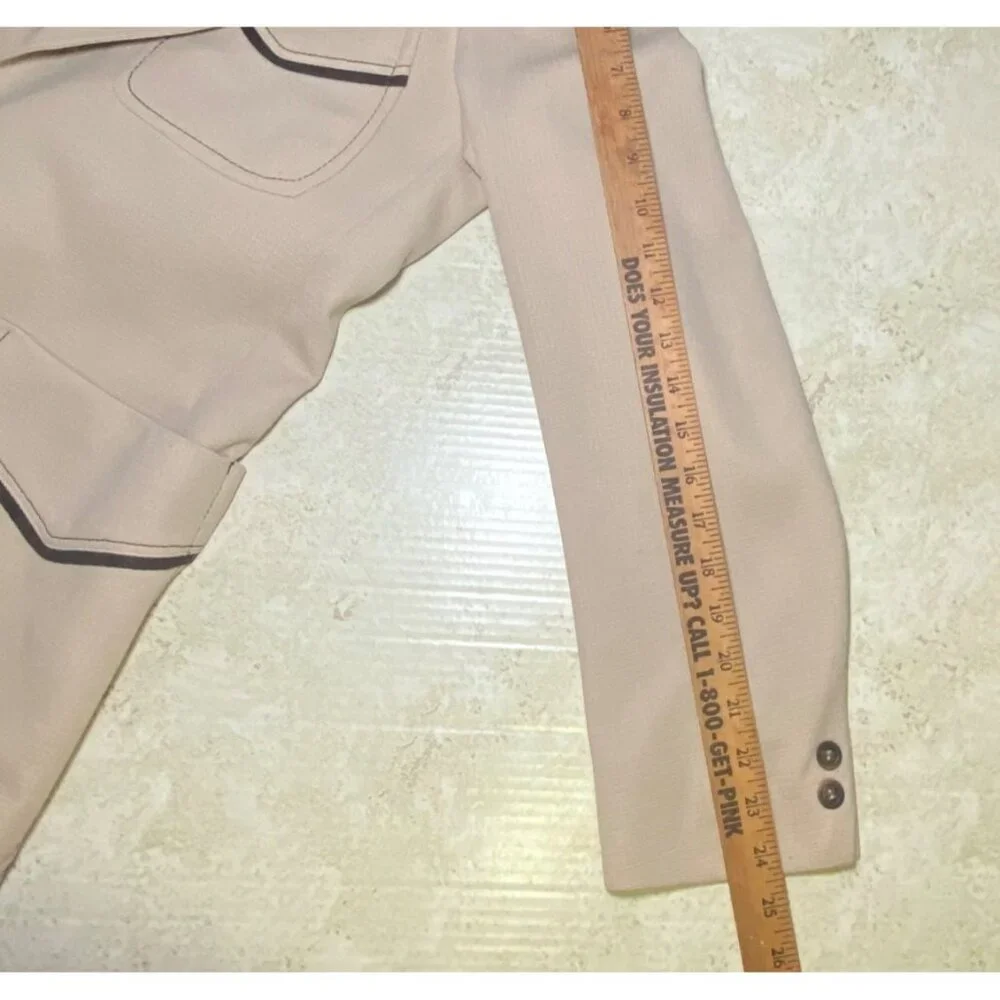 Vintage Beige Textured Mens Blazer 70's Geometric Lining & Dark Trim Retro Disco